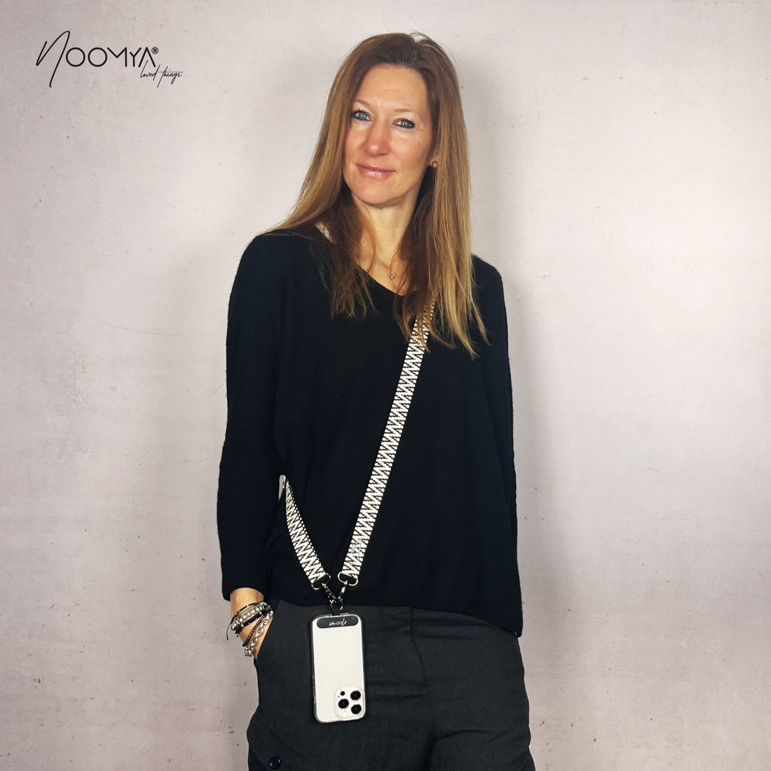 Wide woven phone strap to change - Midnight Star