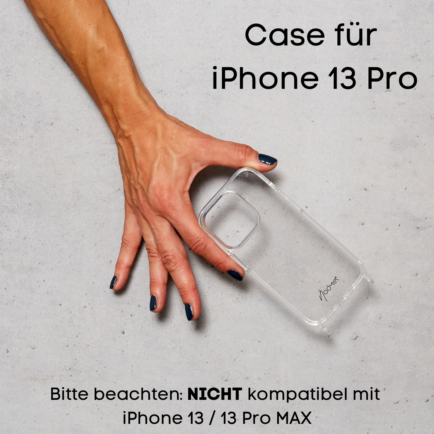 Handyhülle für iPhone 13 Pro mit Ösen für Handyketten & Handybänder |  transparent | NOOMYA – NOOMYA