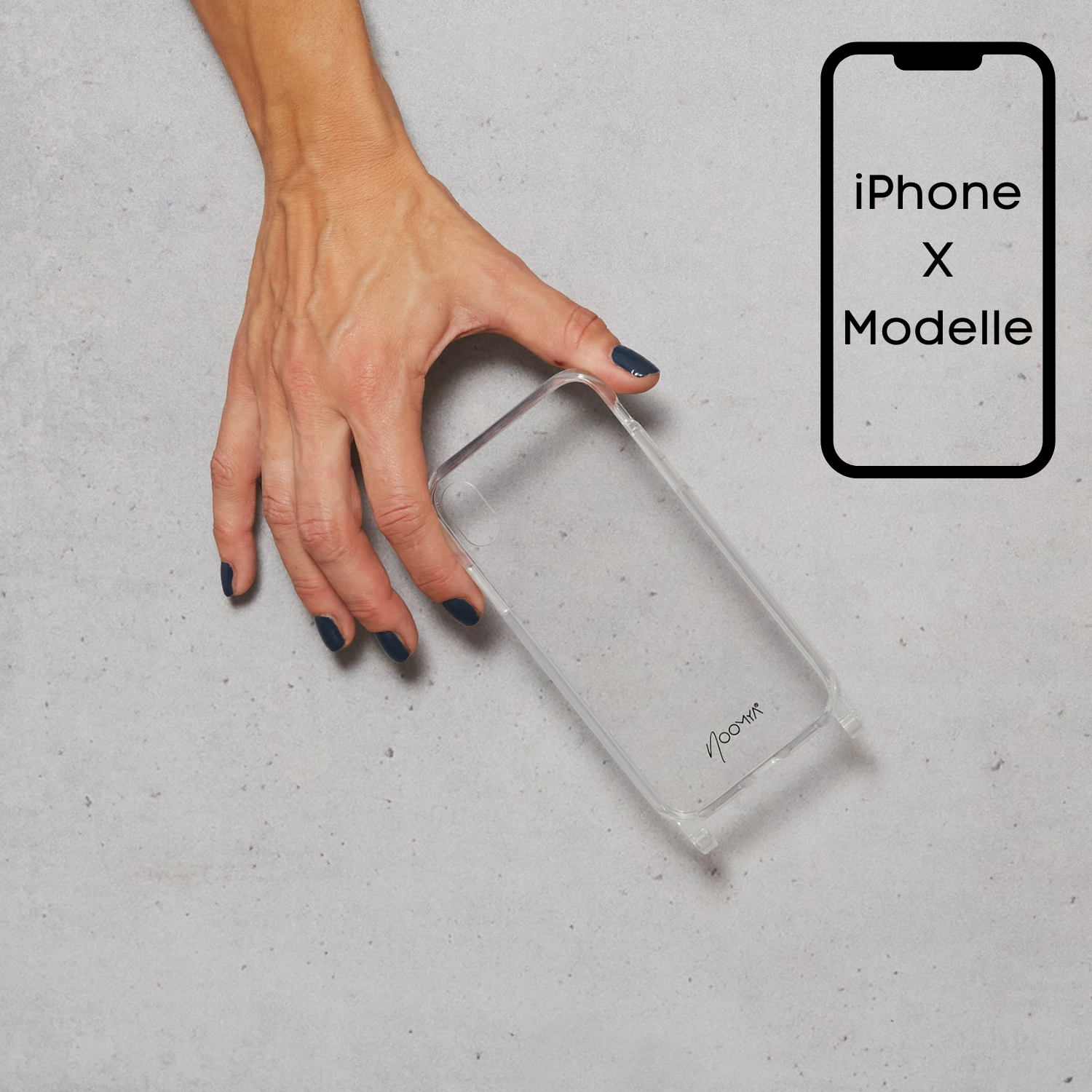 Handyhülle für iPhone X Modelle mit Ösen für Handyketten & Handybänder |  transparent | NOOMYA – NOOMYA