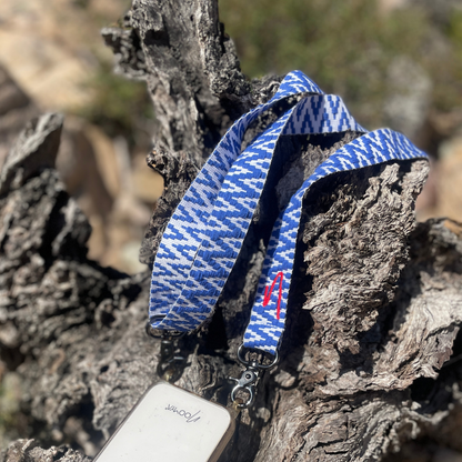 Wide woven phone strap - True Blue