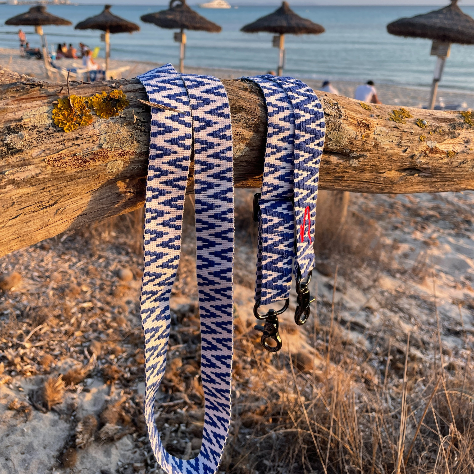 Wide woven phone strap - True Blue