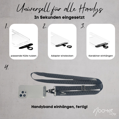 Breites Handyband | universal für alle Handymodelle inkl Adapter | Dein stylisher Begleiter | Phantom Grey
