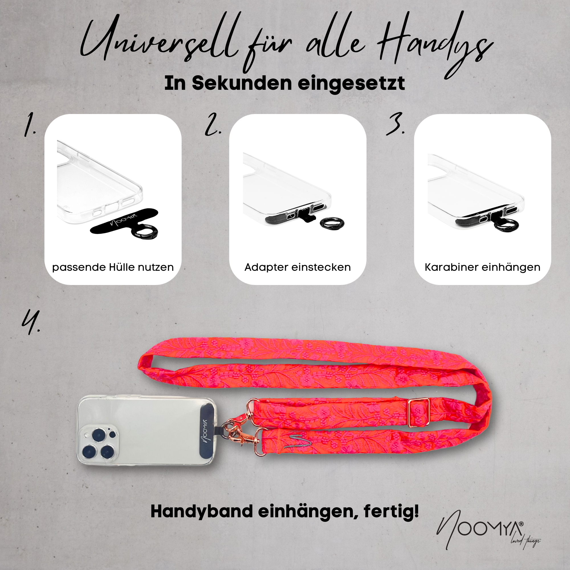 Besticktes breites Handyband | universal für alle Handymodelle | Dein stylisher Begleiter | Pink Popsicle