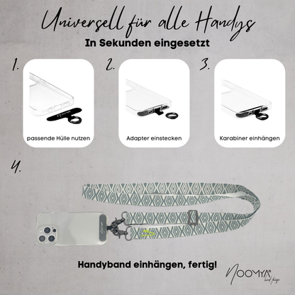 NOOMYA Handyband breit universal mit Adapter für alle Handymodelle kompatibel