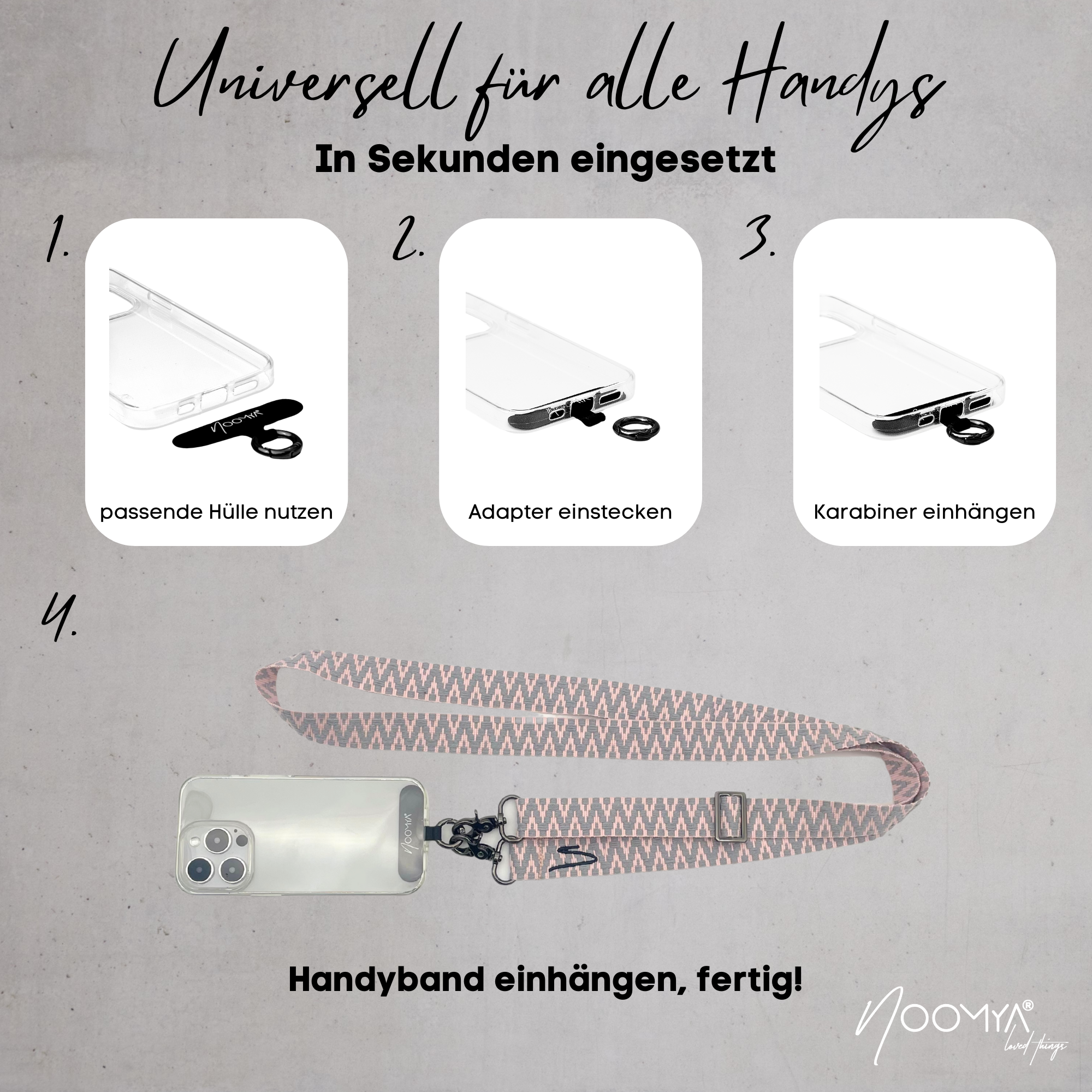 Wide interchangeable phone strap - Sweet Grey