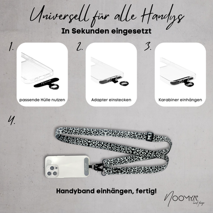 Breites Handyband | universal für alle Handymodelle inkl Adapter | Dein stylisher Begleiter | Wild Soul Leo - Ghost Grey