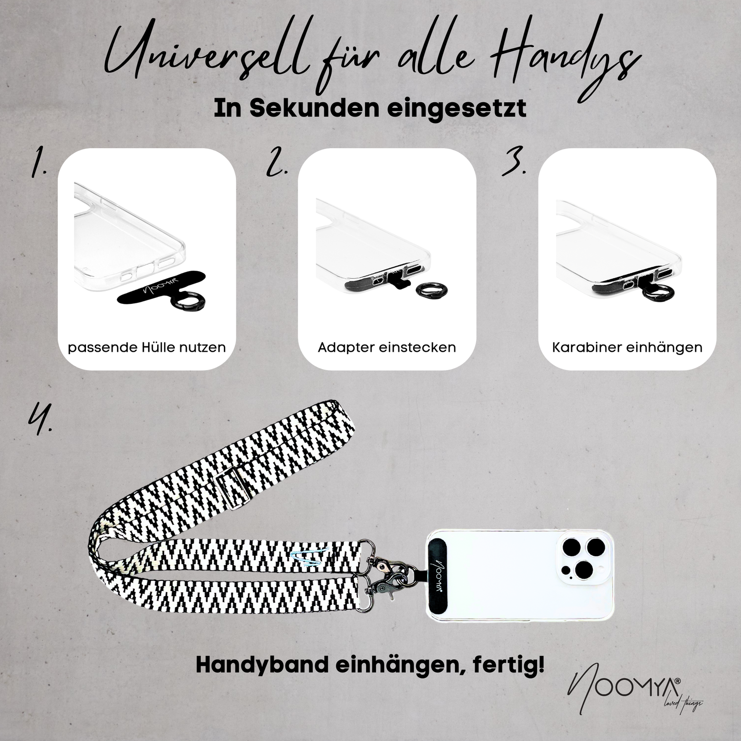 Breites Handyband | universal für alle Handymodelle inkl Adapter | Dein stylisher Begleiter | Midnight Star