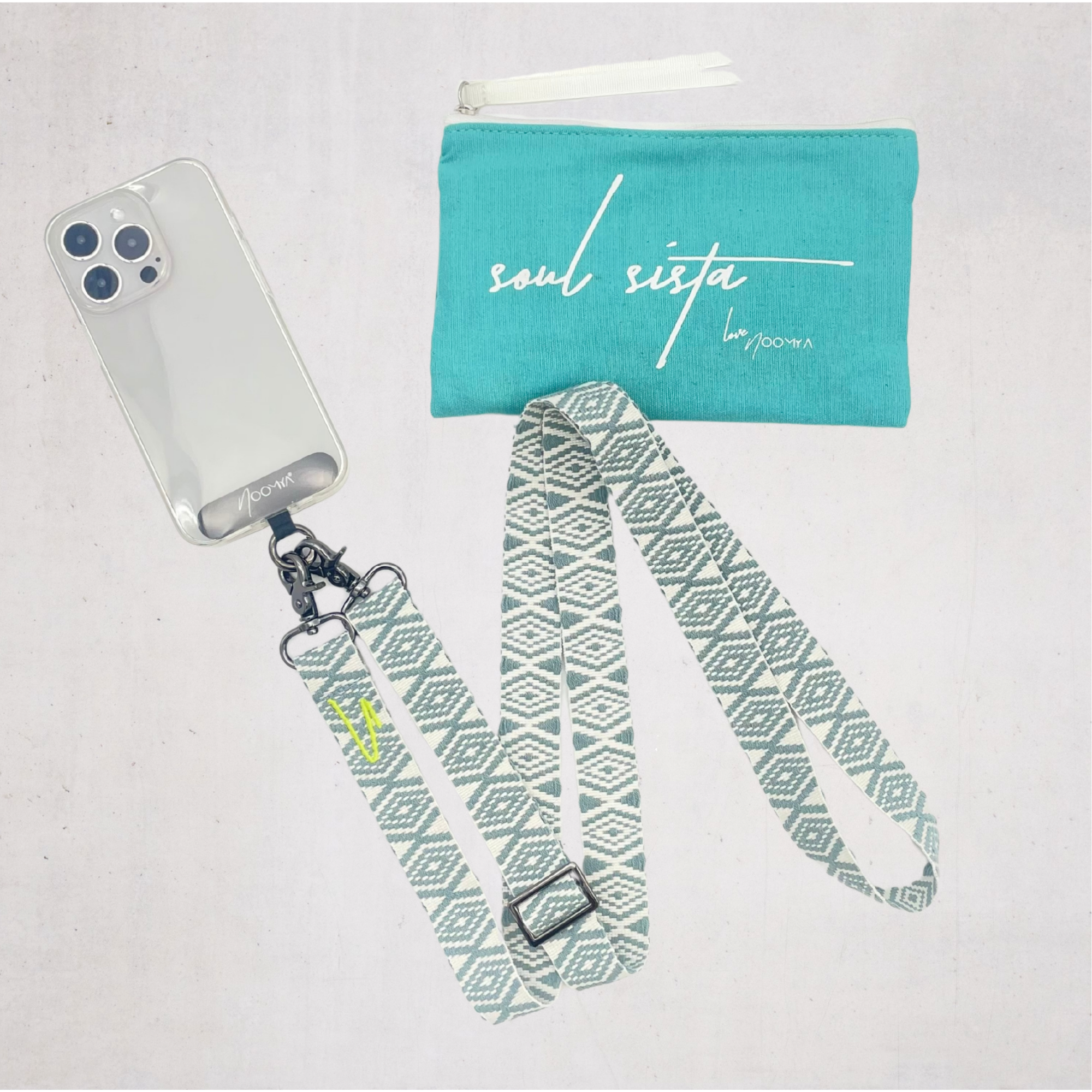 NOOMYA Handyband Sea Salt in Hellblau mit Weiß