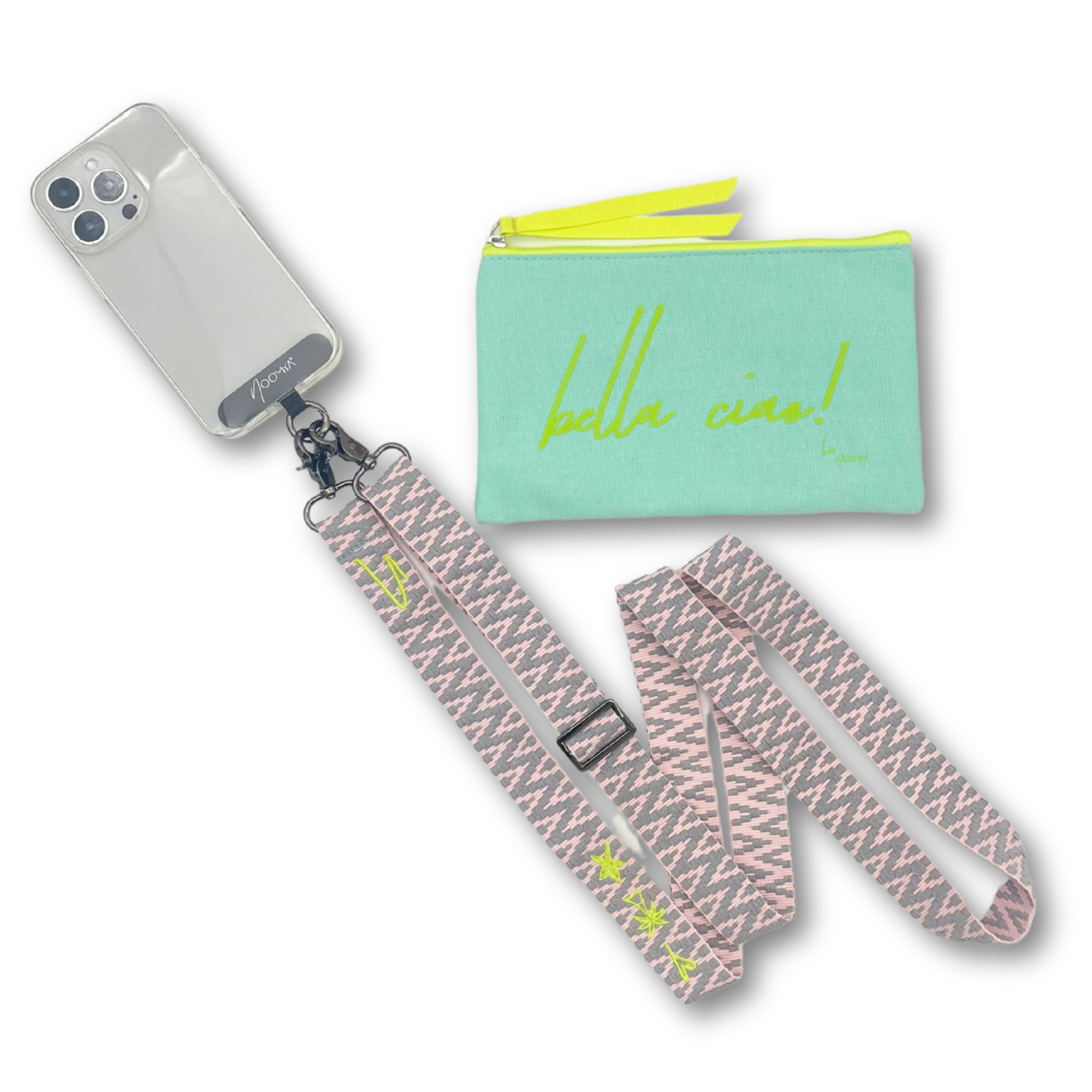 Wide woven phone strap - Sweet Grey LIMITED EDITION