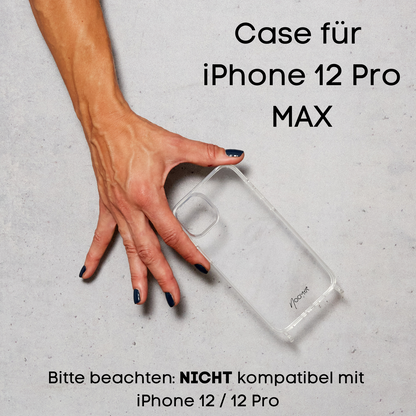 Handyhülle für iPhone 12 Pro MAX mit Ösen für Handyketten &amp; Handybänder | transparent | NOOMYA