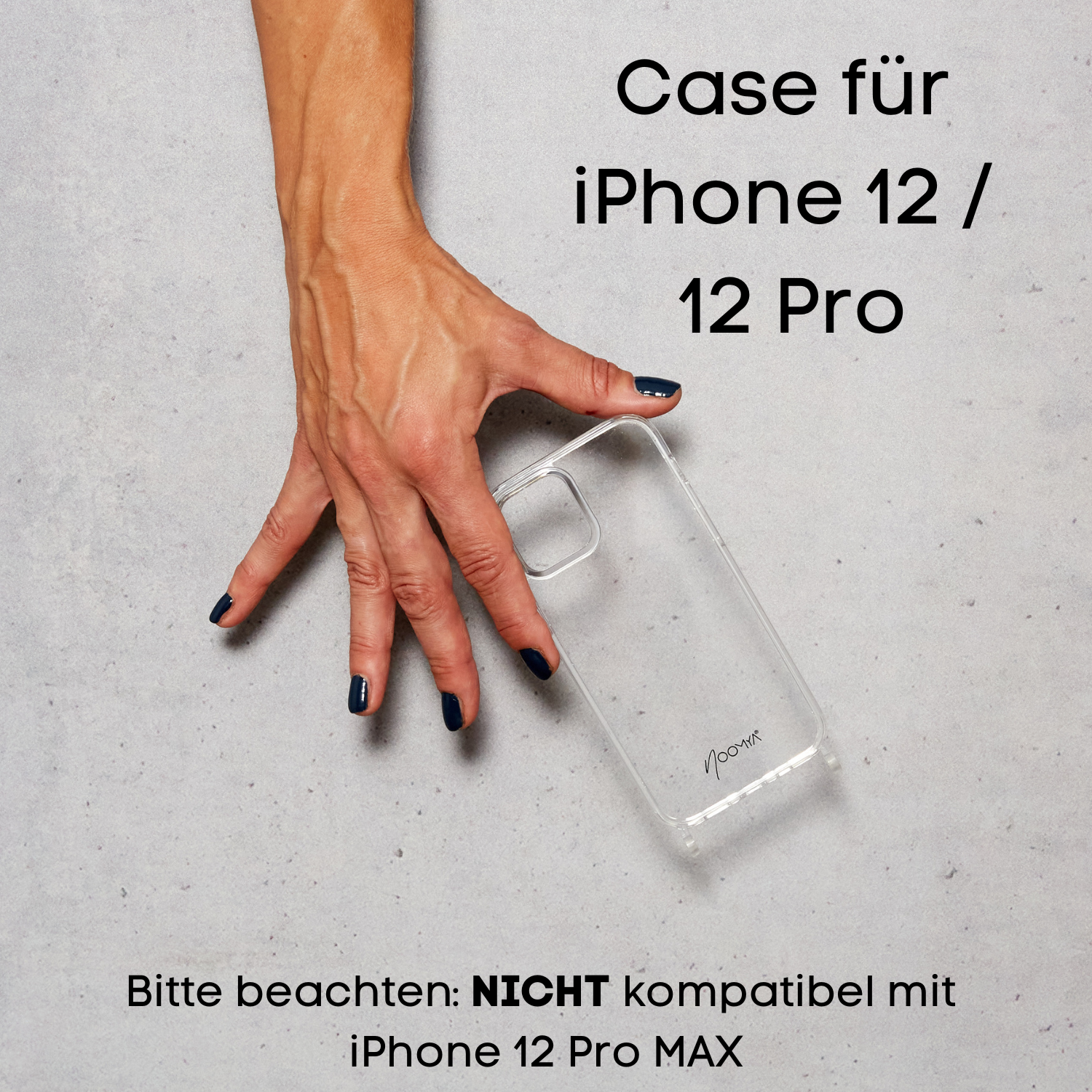 Handyhülle für iPhone 12 / 12 Pro mit Ösen für Handyketten &amp; Handybänder | transparent