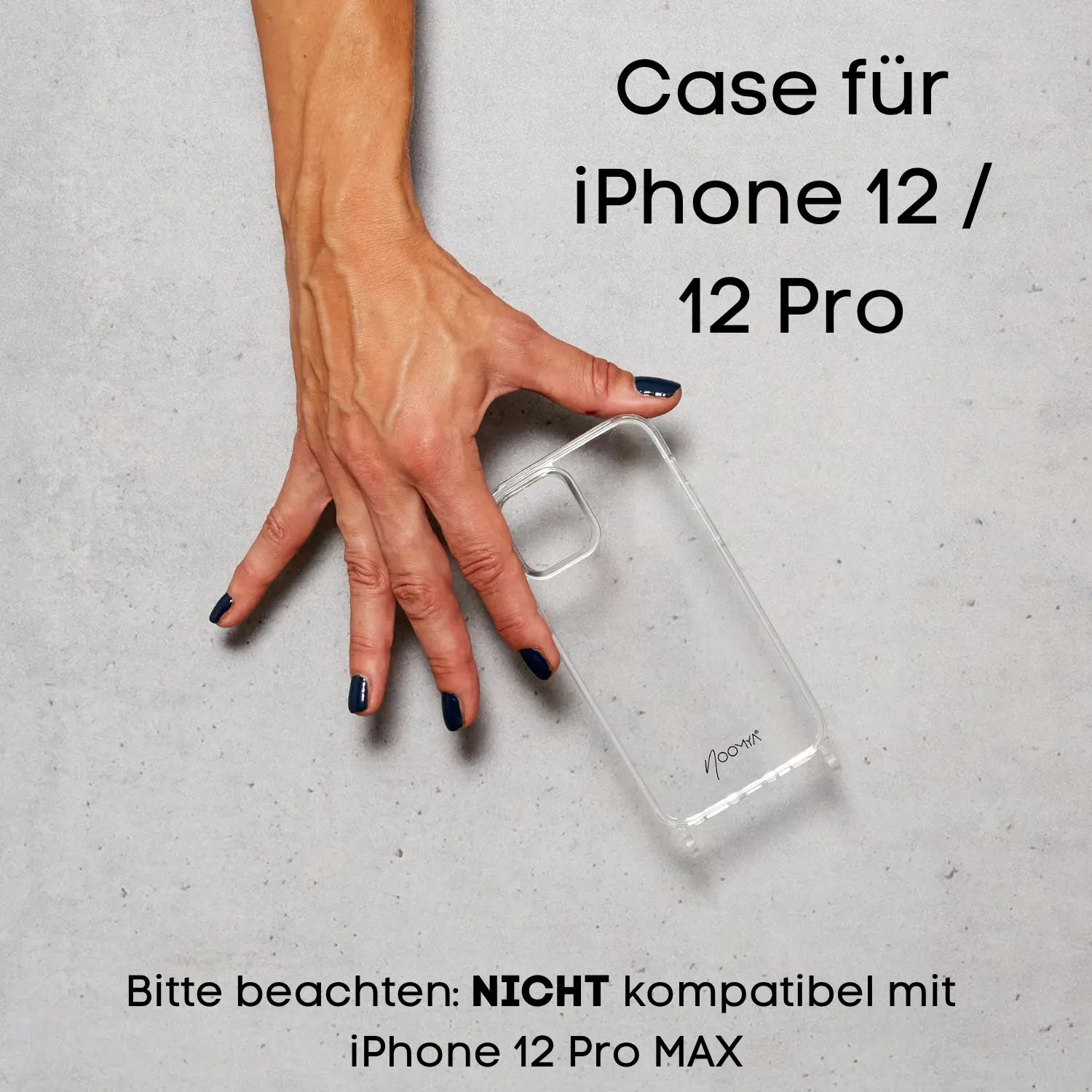 Handyhülle für iPhone 12 er Modelle mit Ösen für Handyketten &amp; Handybänder | transparent