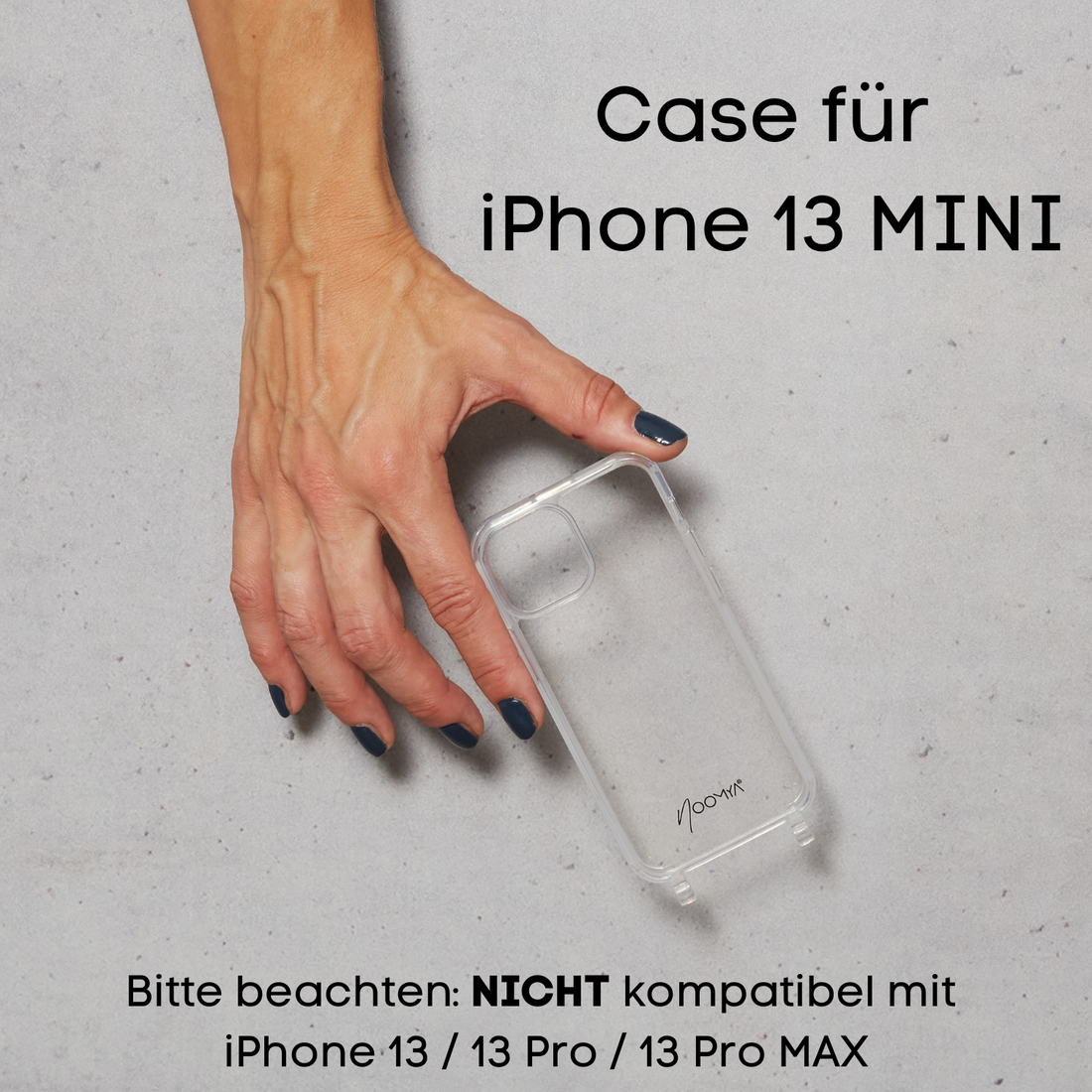 Handyhülle für iPhone 13 MINI mit Ösen für Handyketten &amp; Handybänder | transparent