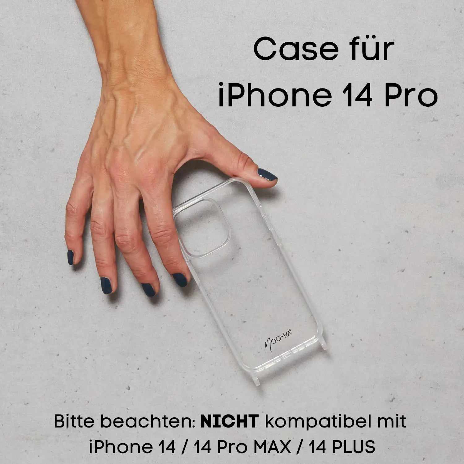 Handyhülle für iPhone 14 er Modelle mit Ösen für Handyketten &amp; Handybänder | transparent