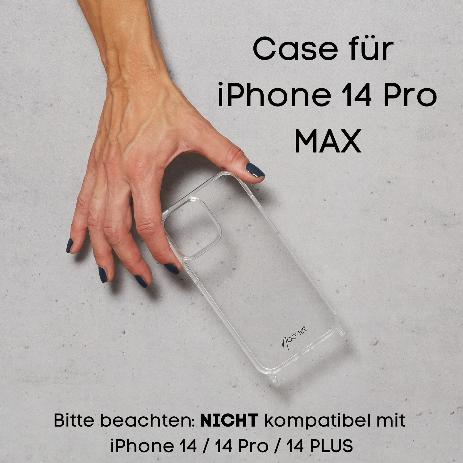 Handyhülle für iPhone 14 Pro MAX mit Ösen für Handyketten &amp; Handybänder | transparent