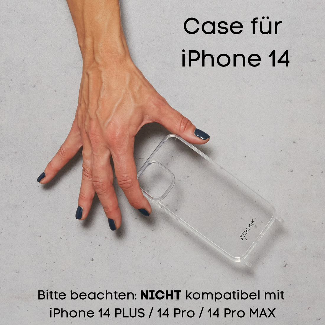 Handyhülle für iPhone 14 mit Ösen für Handyketten & Handybänder | transparent