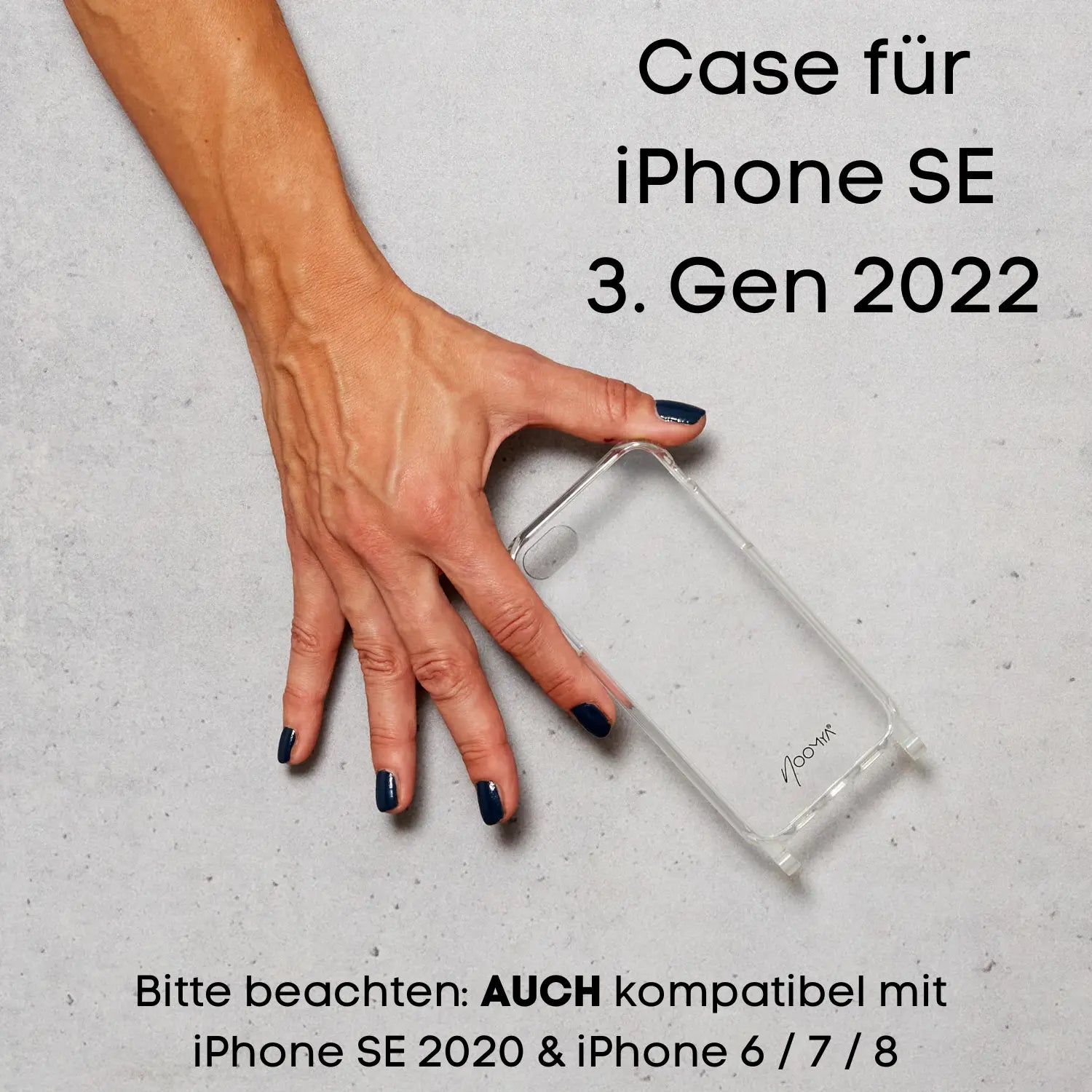 Handyhülle für iPhone SE Modelle mit Ösen für Handyketten &amp; Handybänder | transparent