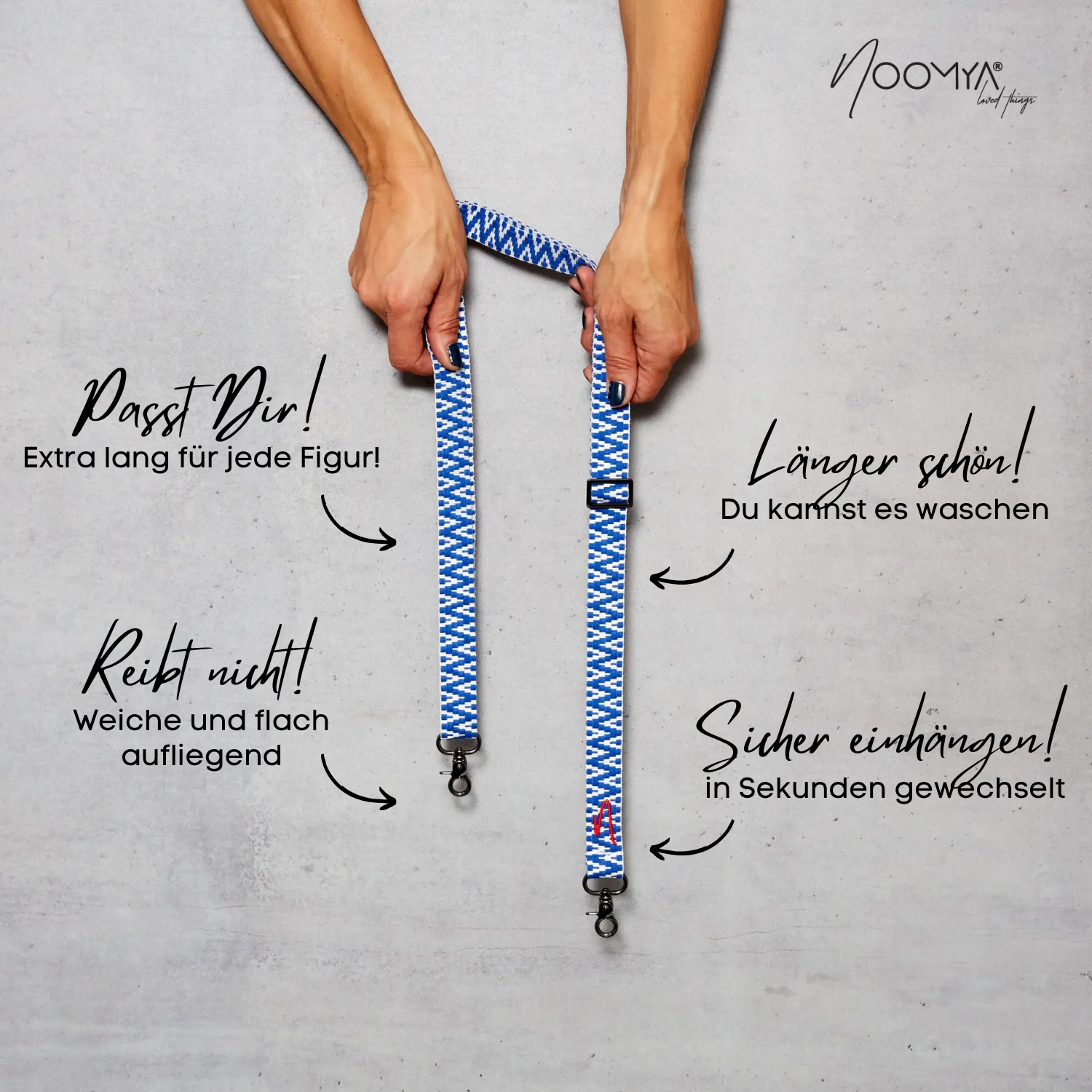 Wide woven phone strap - True Blue