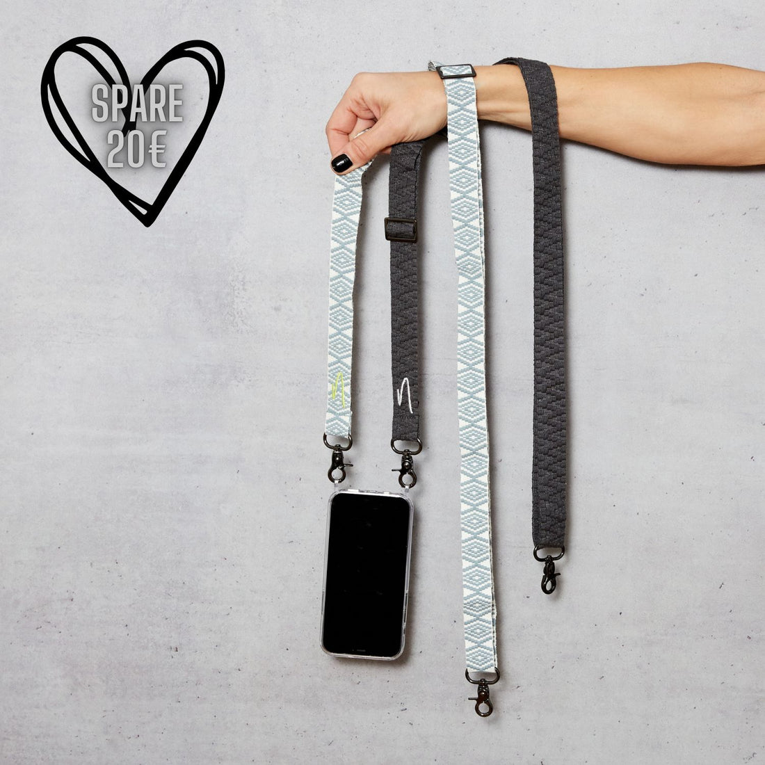 Style Bundle zum Wechseln aus 2 Handybänder + Handyhülle | Sea Salt & Phantom Grey