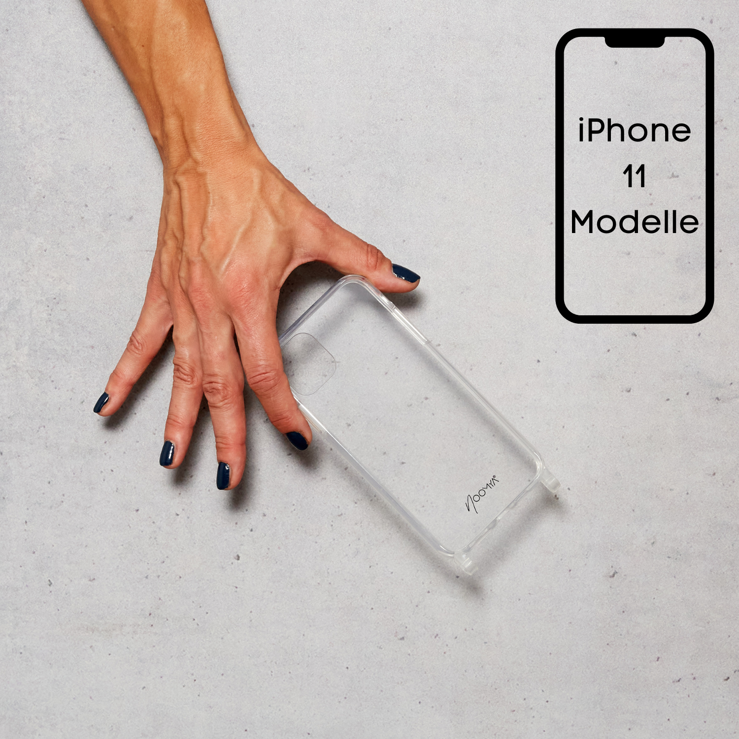 Handyhülle für iPhone 11 er Modelle mit Ösen für Handyketten &amp; Handybänder | transparent