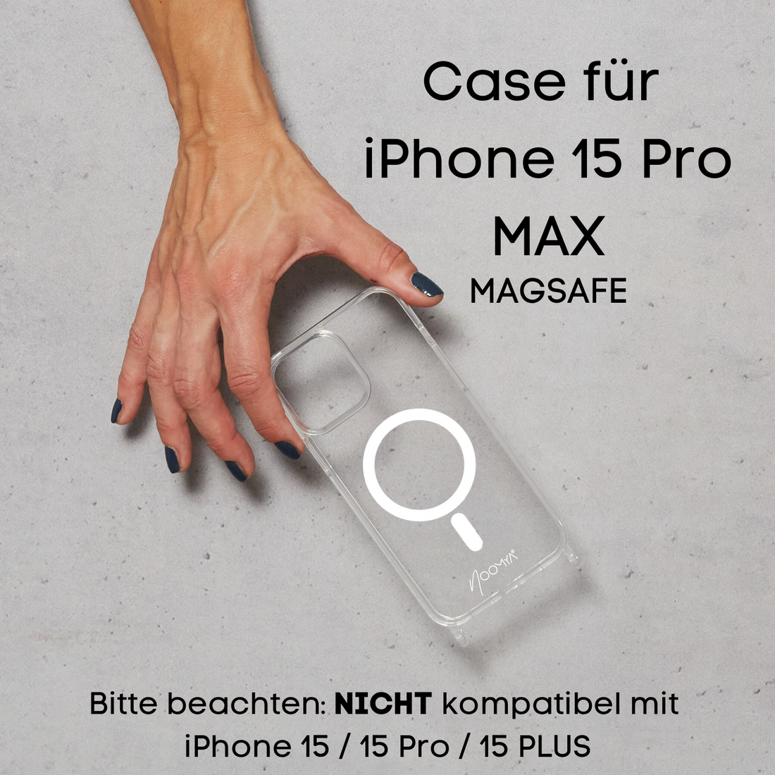 Magsafe Handyhülle für iPhone 15 Pro MAX mit Ösen für Handyketten & Handybänder | transparent