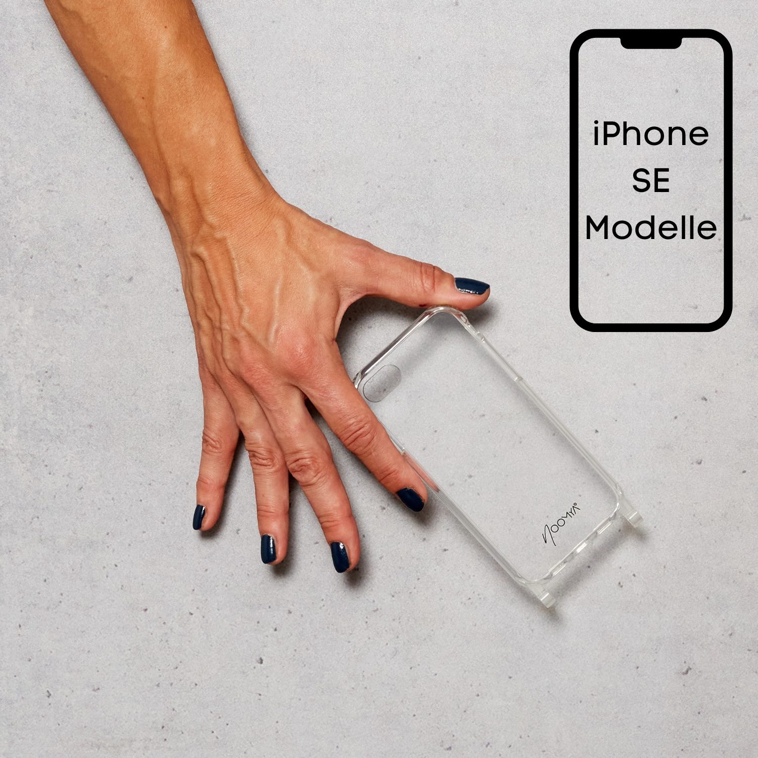 Handyhülle für iPhone SE Modelle mit Ösen für Handyketten &amp; Handybänder | transparent