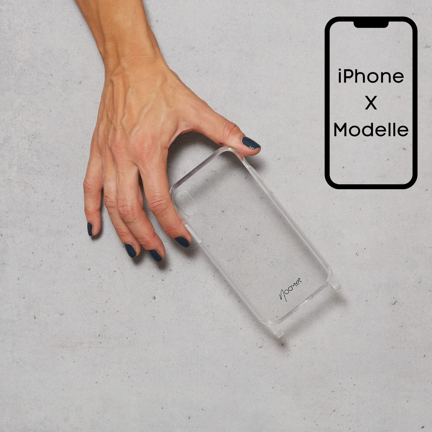 Handyhülle für iPhone X Modelle mit Ösen für Handyketten &amp; Handybänder | transparent