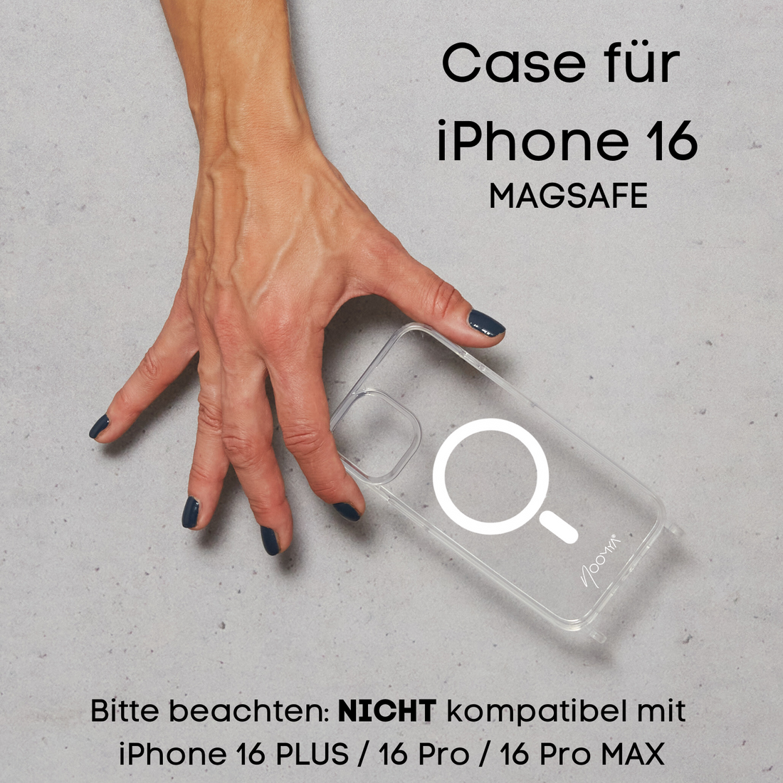 Magsafe Handyhülle für iPhone 16 mit Ösen für Handyketten & Handybänder | transparent
