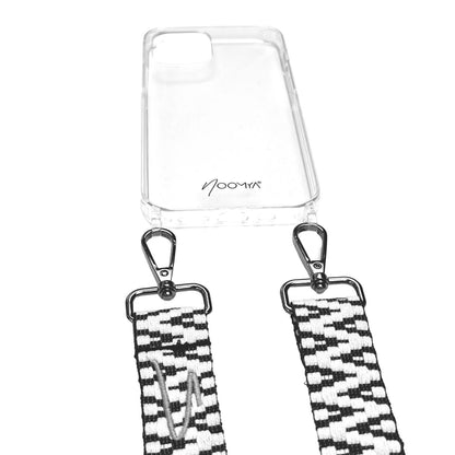 NOOMYA® Smart Strap sind die trendigen breiten Handyketten aus gewebten Baumwollbändern mit passender hochwertiger iPhone Handyhülle für die Modelle iPhone 12 / 12 Pro. Die glasklaren Handy Cases sind aus einem Gruß und kommen ohne Metallringe aus, um Kratzer zu verhindern. Ecken-Airbags schützen das Smartphone bei Stürzen und die Raised-Lip bietet Rundumschutz für Display und Kamera