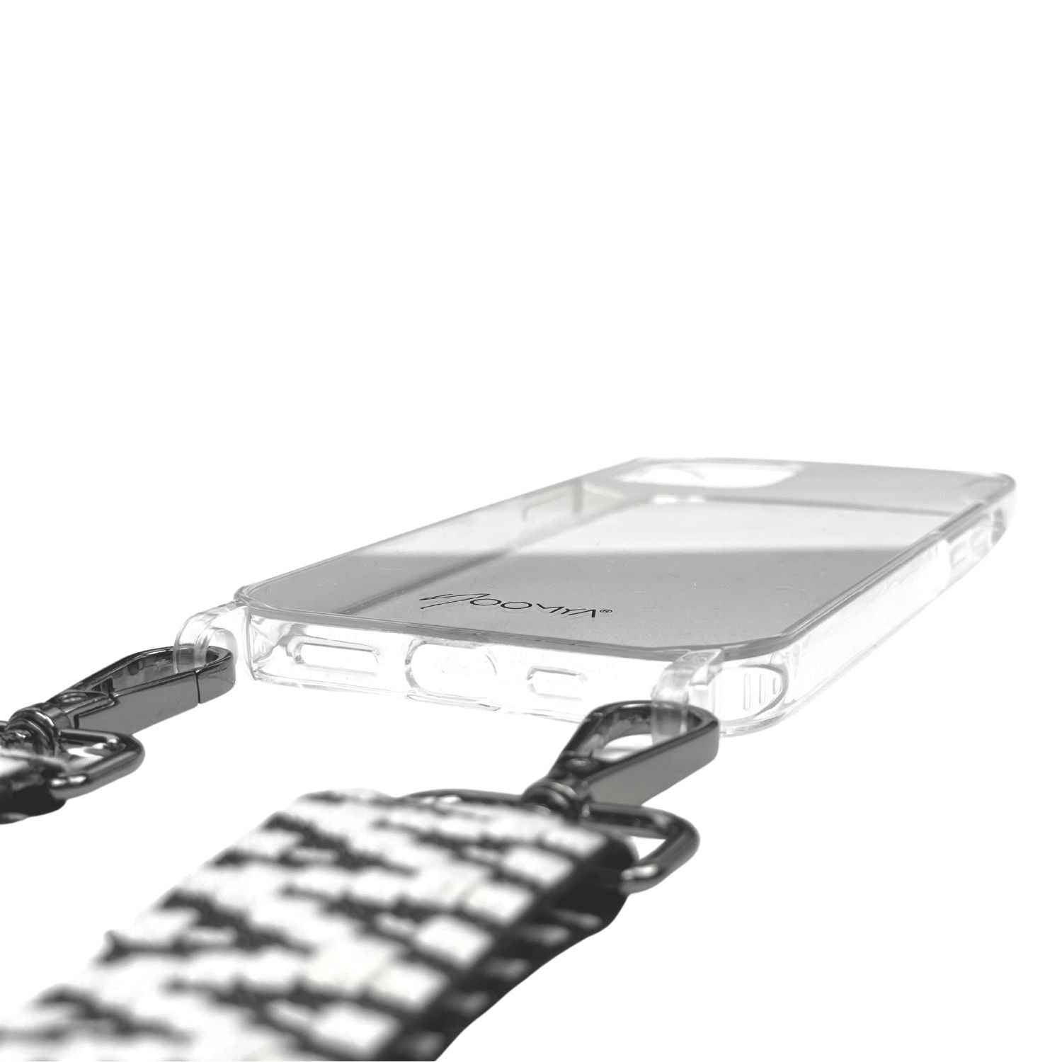 NOOMYA® Smart Strap sind die trendigen breiten Handyketten aus gewebten Baumwollbändern mit passender hochwertiger iPhone Handyhülle für die Modelle iPhone 12 / 12 Pro. Die glasklaren Handy Cases sind aus einem Gruß und kommen ohne Metallringe aus, um Kratzer zu verhindern. Ecken-Airbags schützen das Smartphone bei Stürzen und die Raised-Lip bietet Rundumschutz für Display und Kamera