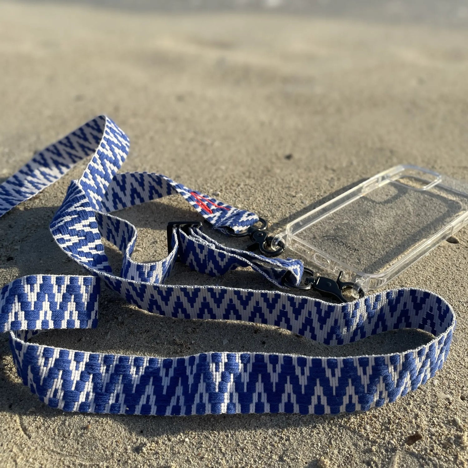 Wide woven phone strap - True Blue