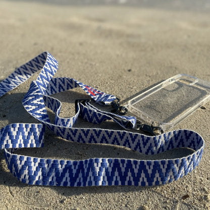 Wide woven phone strap - True Blue